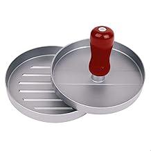 Forma Manual para Hambúrguer Alumínio Leve com Cabo de Madeira Molda Hambúrgueres Perfeitos para Grelha, Churrasco, Airfryer e Congelamento