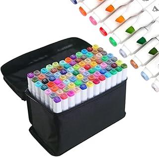 Marcadores Artísticos Ponta Dupla Multicores com Estojo - Cores Vibrantes Para Desenho Ilustração e Lettering (80)