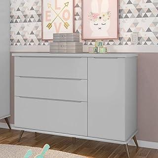 Cômoda Infantil 1 Porta 3 Gavetas Melinda Phoenix Baby Cinza