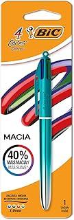 525681 - Caneta Escrita Média Retrátil, BIC, 4 Cores Macia, Corpo Degradê Metálico Verde, 1 Unidade