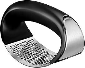 Espremedor de Alho Ergonômico Protege os Dedos Sem Cheiro nas Mãos Triturador Ralador Agilidade Facil Limpeza Inox e Polipropileno 5x5x10 cm