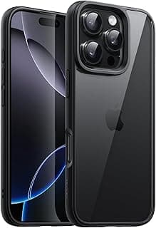 JETech Capa para iPhone 16 Pro 6,3 Polegadas, Case Protetora de Telefone à Prova de Choque, Estrutura de TPU Fosco de Cor Sólida, Capinha Parte Traseira Transparente Anti-Riscos (Preto)