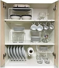 Kit Organizador para Cozinha Armário Prateleira Aramado Armazenamento Xícaras Porta Pratos Cesto 7 Un - Branco com 20.71% de desconto por R$ 109,18 na amazon
