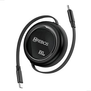 Cabo USB Retrátil Tipo-C com 1 Metro – Carregador de Alta Velocidade, Compacto, Ideal para Viagens, Mesa de Trabalho ou Carro, Recolhível e Portátil (cb360cpreto)