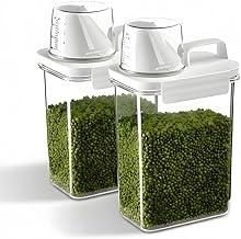 Kit 2 Potes Herméticos Transparente Multiuso Grãos Farinhas Sabão em Pó Tampa com Travas Medidor Bico Dosador Sem BPA (1800 ML (cada))