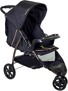 Carrinho de Bebê Passeio Reclinável Berço 3 Rodas de 0 Até 15kg Cross Trail Preto Cobre Galzerano