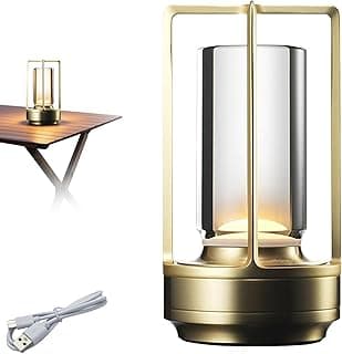 Luminária de Mesa LED Sem Fio Recarregável, Liga de Alumínio, Regulação Contínua de Três Cores, Design Portátil, Ideal para Iluminação em Restaurantes, Quartos, Salas e Acampamentos (Dourado) com 10% de desconto por R$ 76,13 na amazon