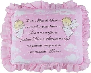TRAVESSEIRO BEBÊ ORAÇÃO DO SANTO ANJO DO SENHOR MÁCIO E CONFORTÁVEL MINASREY INFANTIL (Rosa)