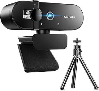 BEMMY Webcam 4K UHD com Foco Automático, Câmera USB Ultra HD para Computadores de Mesa e Laptops com Capa de Privacidade e Tripé (4K UHD)