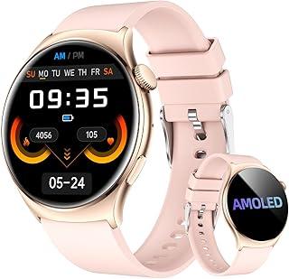 Bettdow Smartwatch feminino Redondo AMOLED 1.43" - Relógio Inteligente com Chamadas Bluetooth, 178+ Modos Esportivos, IP68 à Prova d‘Água, Compatível Android/iOS (Rosa)