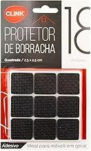 Kit 18 Protetores de Borracha Autoadesivos 2,5 cm Quadrado Para Pés de Móveis Portas e Quadros Anti-Risco e Anti-Deslizante