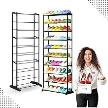 Sapateira Vertical para 30 Pares com 10 Prateleiras Estrutura em Metal e Plástico, Ideal para Entrada Quarto Sala e Closet