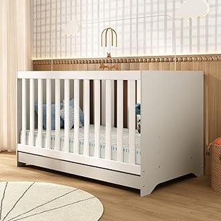 Berço Americano 3 em 1 com Colchão Incluso Multimóveis MP0527PA - Conversível em Mini Cama e Sofá - Off White/Branco