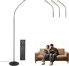 Luminárias de Chão LED-com Controle Remoto e Touch para Dimmer Contínuo & Cores，Luz Inofensiva para Cuidar dos Olhos，Lâmpada de Pé Ajustável em Forma de Pescoço de Ganso para Sala de Estar & Quarto