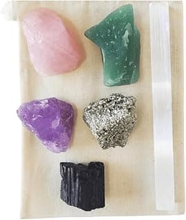 Kit de Cristais para Iniciantes - Bastão de Selenita, Quartzo Rosa, Quartzo Verde, Ametista, Turmalina Negra e Pirita | Energização, Proteção, Equilíbrio e Cura Emocional para Iniciantes no Mundo dos Cristais.