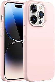 JETech Capa de Silicone para iPhone 14 Pro Max 6,7 Polegadas, Case Protetora para Corpo Inteiro com Toque Suave e Sedoso, Capinha à Prova de Choque com Forro de Microfibra (Rosa)