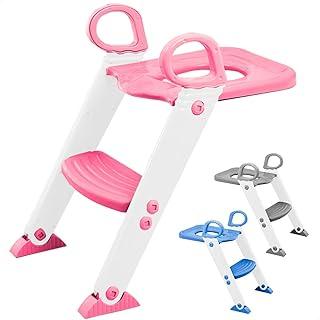 Assento Redutor Infantil Vaso Sanitário Privada Com Escada Trono Troninho (Rosa)