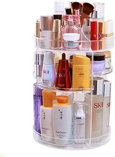 Organizador de Maquiagem Giratório 360°, 3 Níveis, Acrílico Transparente, Suporte para Cosméticos e Pincéis