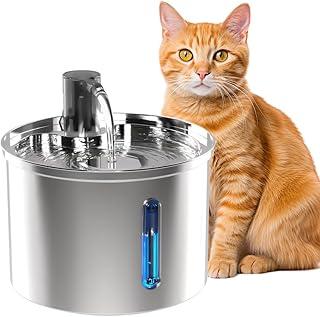 Bebedouro Gato Tipo Fonte, 3L Bebedouro Fonte De Água Para Cães Gatos Elétrico Pet, Fonte Bebedouro Para Gatos Aço Inox com janela de nível de água