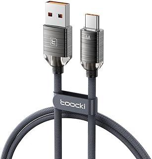 Cabo Toocki Classic USB A para C com Carregamento Rápido - 66W 6A - Compatível com Android, IPhone 15 e MacBook (Preto, 2 Metros)