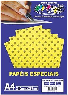 Papel Bolinha Metalizada, Off Paper, 10488, amarelo