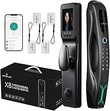 Fechadura Eletronica, Fechadura Digital com Reconhecimento Facial 3D + Intercomunicador de Vídeo + Olho Mágico de 4 Polegadas