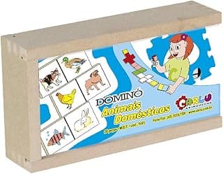 Carlu Brinquedos - Animais Domésticos Jogo Dominó, 3+ Anos, 28 Peças, Multicolorido, 1491