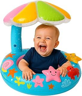 Boia Inflável Infantil para Bebê com Cobertura e Assento Tipo Fralda para Piscina e Praia Conforto Estabilidade Proteção