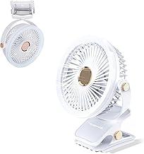 Ventilador de Mesa com Clipe e Motor Brushless 3x Mais Durável - Ventilador USB Recarregável, 5 Velocidades, 360°, Bateria 2400mAh, Operação Silenciosa para Escritório e Ambientes Internos (Branco)