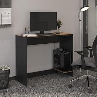 VIA NOSSA - Escrivaninha Smart Office com Passa Fios e Tampo Mdf Usinado 91cm - Preto e cedro