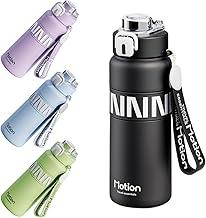 Garrafa Térmica Inox 600ml com Canudo e Bico Direto, Tampa Flip, Alça de Mão, Base Antiderrapante – Portátil Trabalho Escola Dia a Dia Fundo Antiderrapante (Preto)