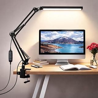 Luminária LED de Mesa, Articulada com Braço Ajustável, Fixação por Presilha, 3 Temperaturas de Cor, Múltiplos Níveis de Brilho, Rotação 360°, Preta, USB, Metal com 10% de desconto por R$ 78,21 na amazon