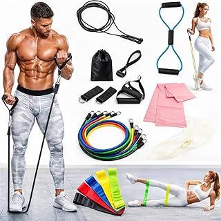 Kit Exercícios Fitness 19 Peças, Elásticos de Resistência, Faixas Miniband, Acessórios para Treino em Casa, Academia e Pilates