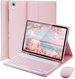 Capa Teclado para iPad 11ª A16 e iPad 10ª Geração 2025/2022 10,9/11 polegadas Capinha com Taclado [Suporte de lápis] com [Mouse] - Rosa