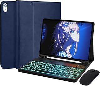 Capa Para iPad Air 4ª Air 5ª Geração + Smart Keyboard+Mouse (Azul Escuro, Teclado retroiluminado)
