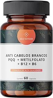 Anti Cabelos Brancos PQQ 10mg + Metilfolato 5000mcg + B12 1000mcg + B6 15mg 60 Cápsulas