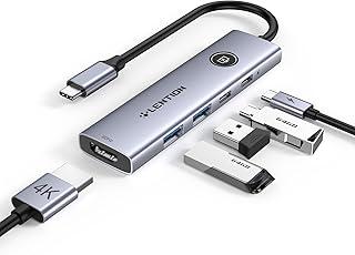 LENTION Hub USB C 5 em 1, adaptador USB C para HDMI com botão liga/desliga de tela, HDMI 4K a 60Hz, 2 USB A 3.0, carregamento de 100W, transferência de dados tipo C, compatível com MacBook Pro/Air
