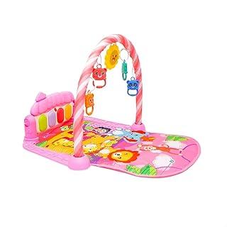 Tapete de Atividades Musical com Piano para Bebê, Arco de Brinquedos Interativos, Estampado e Cores Vibrantes (Rosa)