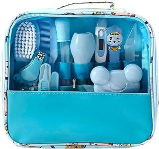 Kit Higiene Bebê Completo 13 em 1 - Estojo com Acessórios de Cuidados Essenciais para Maternidade, Bolsa Organizada, Livre de BPA e Seguro para Recém-Nascido (Azul)