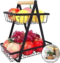 Fruteira de Mesa 2 Andares em Metal Aramado Preto - Cesto Organizador de Frutas com Pintura Eletrostática Antidescascamento Lumorix Lar (2 ANDARES)