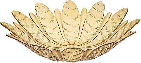 CENTRO DE MESA FRUTEIRA FOLHAS VITAZZA VIDRO TRANSLUCIDO AMBAR