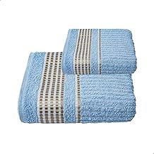 Kit 2 Toalhas Banho e Rosto, Jogo de Toalha Favo de Mel 100% Algodão 2 Peças, Toalha de Banho, Jogo de Toalha, Kit Toalha de Banho (Azul)