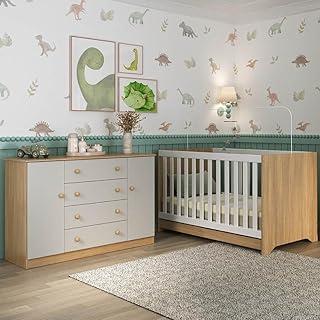 Berço Americano 3 em 1 com Cômoda 2 Portas 4 Gavetas Encanto Multimóveis Mp4691 Madeirado/off White