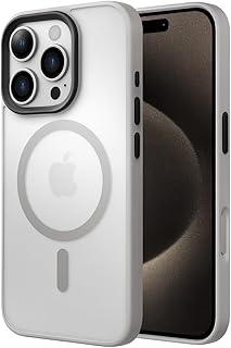 Capa Capinha Case Translúcida Magnética Anti Impacto Slim Fosca Bordas Elevadas Para iPhone (Cinza, iPhone 15 Pro)