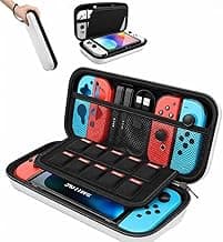 Case para Nintendo Switch, Switch 2 e OLED — Estojo Rígido EVA com 10 Slots para Cartões, Forro Antirrisco, Alça de Transporte, Proteção contra Impacto, Branco