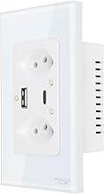 Tomada Dupla Inteligente USB-A/C Carrega Rápido Wifi 10A Bivolt Smartlife Tuya PandaPlus Alexa Google Controle Voz App (Branco)