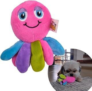 Brinquedo de Pelúcia Pet, Cachorro Pequeno, Mordedor de Pelúcia para Cães, Formato Polvo, Tamanho 15 x 12 cm, Reduz Estresse e Ansiedade, com Apito Sonoro.