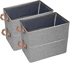 Kit 4 Caixa Organizadora Cestos Organizadores Multiuso Caixa Dobrável Poliester Cinza Com Alças Dupla | Amplo, Resistente, Durável, Lavável Espaçosa | Ideal para Roupas, Brinquedos e Mais