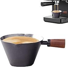 Copo Medidor para Café Expresso, Aço Inoxidável 304 com Alça de Madeira, Bico Duplo Formato V, Escala 90 ml, Multifuncional para Café, Leite e Extração, Fácil de Limpar(Preto)