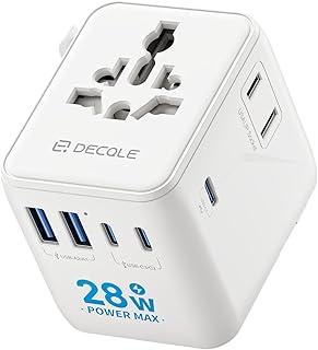 Carregador Universal com Adaptadores de Viagem com 3 portas USB-C e 2 portas USB-A, adaptador portátil tudo em um, para EUA, Reino Unido, UE, Austrália e mais de 224 países (branco) BR2025